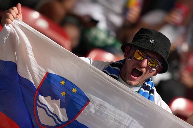 Slovenia s supporters during the Euro 2024 soccer match between Slovenia and Denmark at the Stuttgart Arena , Stuttgart , Germany - Sunday 16 , June , 2024. - Soccer .  Copyright: xSpada LaPressex