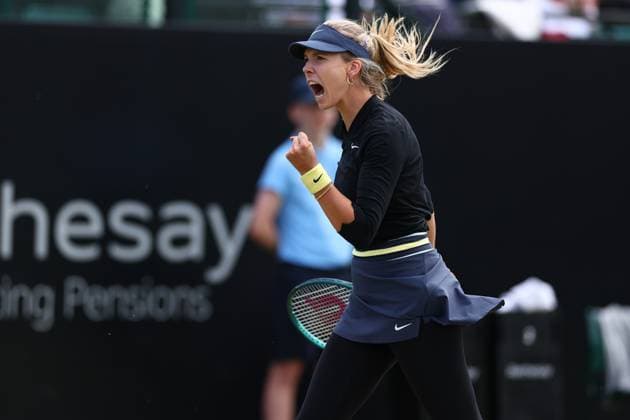 16th June 2024; Lexus Nottingham Tennis Centre, Nottingham, England; Rothesay Nottingham Open, Day 7; Katie Boulter celebrates after she breaks the serve of Emma Raducanu , womens singles semi-final  ActionPlus12655176 ShaunxBrooks