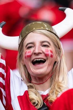 240616 Fan of Denmark ahead of he UEFA Euro 2024 Football Championship match between Slovenia and Denmark on June 16, 2024 in Stuttgart Photo Mathias Bergeld BILDBYRAN code MB MB0936 fotboll football soccer fotballs em europamästerskap em uefa euro uefa european football championship euro 2024 slovenien slovenia danmark denmark bbeng publik  Copyright: MATHIASxBERGELD BB240616MB020