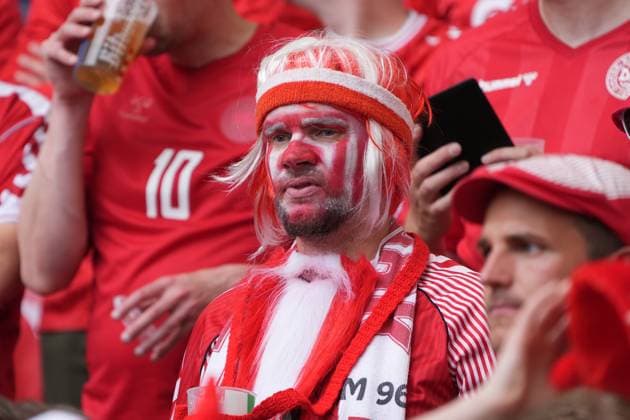 Danish fans Stuttgart 16 06 2024 Denmark vs Slovenia, EURO2024 M6, Group C, EM Arena Stuttgart