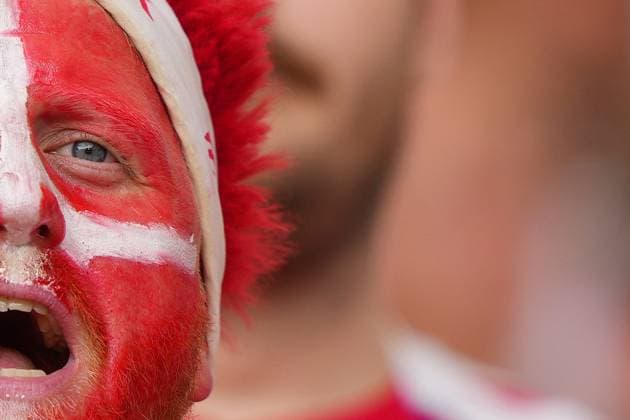Denmark s supporters during the Euro 2024 soccer match between Slovenia and Denmark at the Stuttgart Arena , Stuttgart , Germany - Sunday 16 , June , 2024. - Soccer .  Copyright: xSpada LaPressex