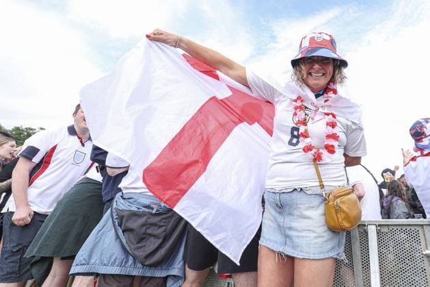 A general view of England fans in the fan zone at Trabrennbahn, Gelsenkirchen, Germany Serbia v England, UEFA European Championship, EM, Europameisterschaft 2024, Group C, Football, Arena Aufschalke, Gelsenkirchen, Germany - 16 Jun 2024 EDITORIAL USE ONLY No use with unauthorised audio, video, data, fixture lists, club league logos or live services. Online in-match use limited to 120 images, no video emulation. No use in betting, games or single club league player publications. Copyright: xPaulxCurrie Shutterstockx 14541951bb