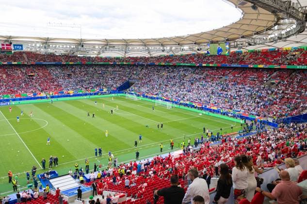 Uebersicht im Stadion beim Warmmachen, UEFA EURO 2024 Group C, Slovenia vs Denmark, Arena Stuttgart am 16 June 2024 in Stuttgart, Germany Photo by Silas Schueller DeFodi Images general internal view of the stadium during warm up, UEFA EURO 2024 Group C, Slovenia vs Denmark, Arena Stuttgart on June 16, 2024 in Stuttgart, Germany Photo by Silas Schueller DeFodi Images Defodi 0581863787st Defodi-738