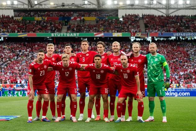 Starting eleven team photo Denmark, GER, Slovenia SVN vs Denmark DEN , European Football Championship, UEFA EURO 2024, Group C, Matchday 1, 16 06 2024 GER, Slovenia SVN vs Denmark DEN , European Football Championship, UEFA EURO 2024, Group C, Matchday 1, 16 06 2024 Stuttgart Copyright: xEibner-Pressefoto Memmlerx EP_MMR