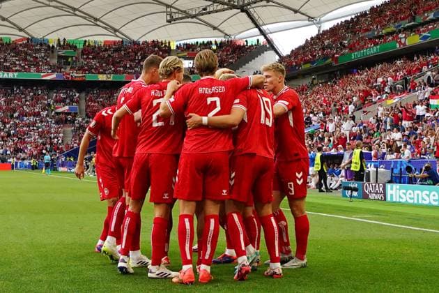 Denmark s Christian Eriksen celebrates after scoring 0-1 during the Euro 2024 soccer match between Slovenia and Denmark at the Stuttgart Arena , Stuttgart , Germany - Sunday 16 , June , 2024. - Soccer .  Copyright: xSpada LaPressex