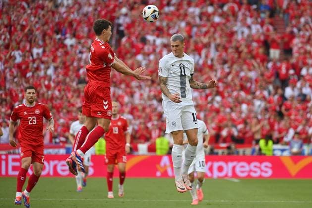 Andreas CHRISTENSEN DEN , action,duel against Benjamin SESKO SVN Group Stage Group C Slovenia SVN Denmark DEN on 16 06 2024, Stuttgart Arena Football UEFA EURO 2024 GERMANY from 14 06 2024 14 07 2024