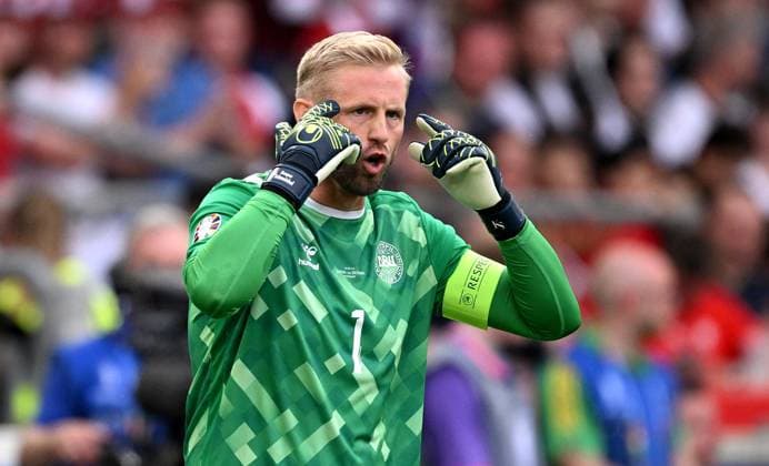 Football Euro 2024 Group C opening match 16 06 2024 Slovenia Denmark Goalkeeper Kasper Schmeichel Denmark