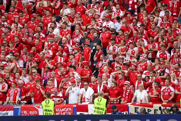 Fans Denmark after the 1 1 , Football, UEFA , European Championship, Group C 2024, Slovenia vs Denmark, 16 06 2024, Stuttgart Arena, Stuttgart, Germany Stuttgart Stuttgart Arena Baden Wuerttemberg Germany Copyright: xGrantxHubbsx
