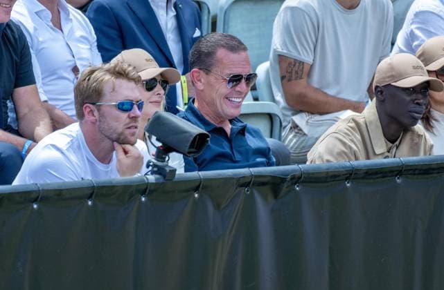 Aleksander Aamodt Kilde NOR , Daniel Grieder CEO of Hugo Boss AG and Khaby Lame Influencer xettx, Germany, Stuttgart, 16 06 2024, Tennis, Boss Open, 2024, Final, J Draper GBR M Berrettini ITA , TC Weissenhof, Center Court Photo A2 Bildagentur Peter Hartenfelser