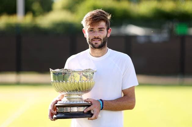 Jacob Fearnley with the winner s trophy. Rothesay Open Nottingham, Day 7, Tennis, Lexus Nottingham Tennis Centre, Nottingham, UK - 16 June 2024  Copyright: xRyanxBrowne Shutterstockx 14523734bs