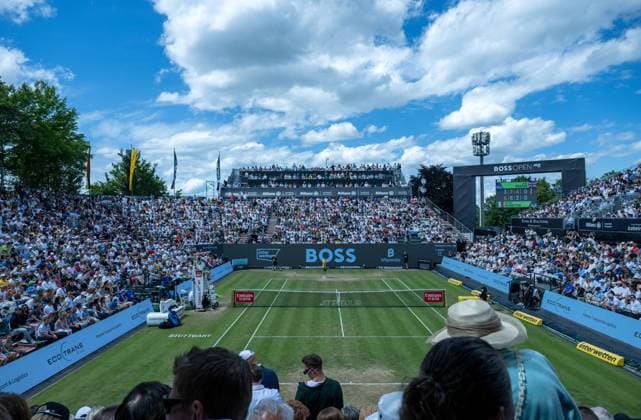 Feature, symbolic image, the Center Court was sold out today, a total of 53,000 spectators found their way to Weissenhof xettx, Germany, Stuttgart, 16 06 2024, Tennis, Boss Open, 2024, Final, J Draper GBR M Berrettini ITA , TC Weissenhof, Center Court Photo A2 Bildagentur Peter Hartenfelser