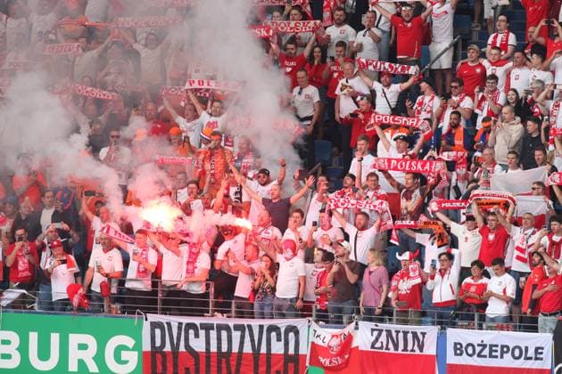 Hamburg, Germany, 16 06 2024 Volksparkstadion European Football Championship 2024, Group D, Poland Netherlands Smoke billows over the Polish fan block Copyright: xdtsxNachrichtenagenturx dts_40498