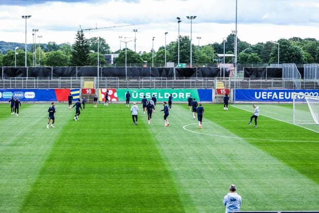 Sport, Football, UEFA EURO 2024 Group D Final training France 16 06 2024, Paul Janes Stadium Düsseldorf The players of France at the final training session Düsseldorf Paul Janes Stadium North Rhine-Westphalia Germany