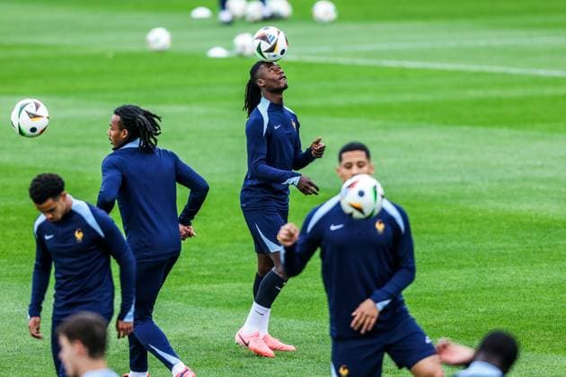 Sport, Football, UEFA EURO 2024 Group D Final Training France 16 06 2024, Paul Janes Stadium Düsseldorf Eduardo Celmi Camavinga France, 6 Düsseldorf Paul Janes Stadium North Rhine-Westphalia Germany