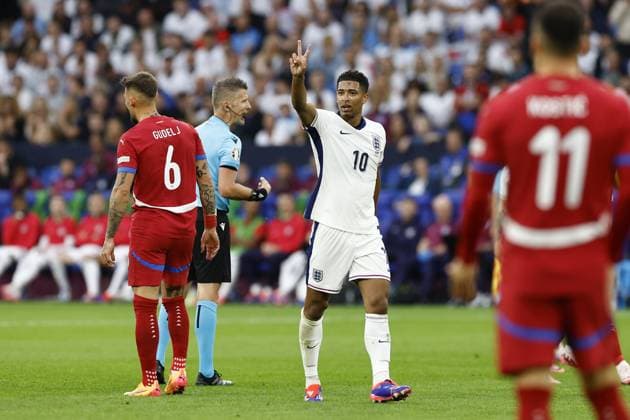 GELSENKIRCHEN, Veltins Arena, 16-06-2024 , European Football Championship Euro2024, Group stage match no.2 between Serbia and England. England player Jude Bellingham Serbia - England (Euro2024)  x25510756x Copyright:
