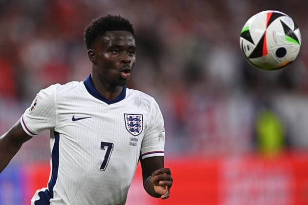 Fußball EURO 2024 Serbia - England 8709266 16.06.2024 England s Bukayo Saka is seen during the UEFA EURO, EM, Europameisterschaft,Fussball 2024 Group C soccer match between Serbia and England at Arena AufSchalke, in Gelsenkirchen, Germany. Alexey Filippov Sputnik Gelsenkirchen Germany  Copyright: xAlexeyxFilippovx