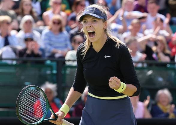 TENNIS - WTA, Tennis Damen Nottingham Open 2024 NOTTINGHAM,ENGLAND,16.JUN.24 - TENNIS - WTA Tour, Nottingham Open. Image shows the rejoicing of Katie Boulter (GBR).  GEPAxpictures xAlanxGrieves
