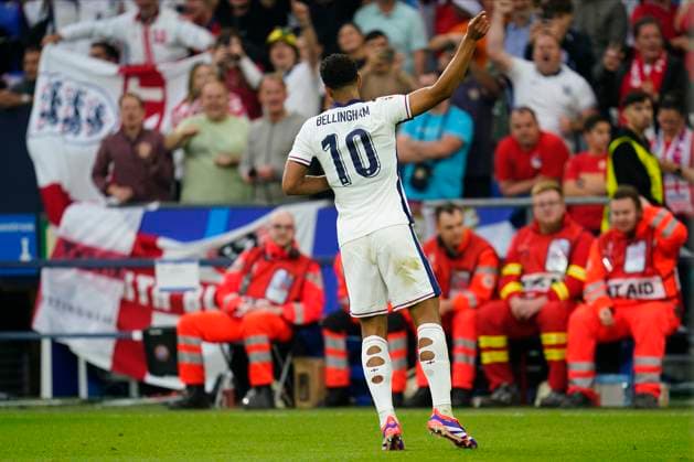 GER: Serbia v England. UEFA EURO, EM, Europameisterschaft,Fussball 2024 Jude Bellingham of England celebrates after scoring goal during the UEFA Euro 2024 match between Serbia and England, Group C, date 1, played at Arena AufSchalke stadium on June 16, 2024 in Gelsenkirchen, Germany. kpng Copyright: xSergioxRuizx xPRESSINPHOTOx PS_240616_SER_ENG_1038