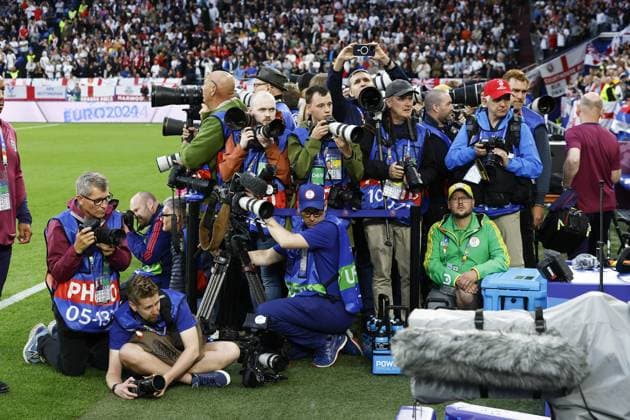 GELSENKIRCHEN, Veltins Arena, 16-06-2024 , European Football Championship Euro2024, Group stage match no.2 between Serbia and England. Media in action Serbia - England (Euro2024)  x25511329x Copyright: