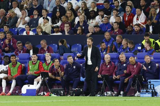 GELSENKIRCHEN, Veltins Arena, 16-06-2024 , European Football Championship Euro2024, Group stage match no.2 between Serbia and England. England trainer coach Gareth Southgate Serbia - England (Euro2024)  x25511886x Copyright: