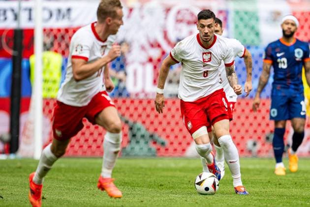 June 16, 2024, Hamburg, Germany: Jakub Moder of Poland seen in action during the UEFA EURO, EM, Europameisterschaft,Fussball 2024 Group D match between Poland and Netherlands at the Volksparkstadion in Hamburg. Hamburg Germany - ZUMAs227 20240616_zip_s227_004 Copyright: xMateuszxSlodkowskix
