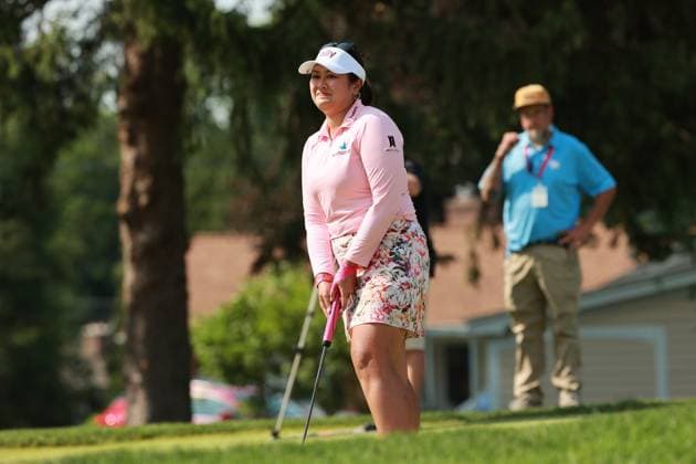Meijer LPGA, Golf Damen Classic Lilia Vu of the United States reacts at the 4th green after winning during a three way playoff over multiple holes the Meijer LPGA Classic for Simply Give golf tournament at Blythefield Country Club in Belmont, MI, USA Sunday, June 16, 2024. Belmont Michigan United States  Copyright: xJorgexLemusx originalFilename:lemus-meijerlp240616_npT34.jpg