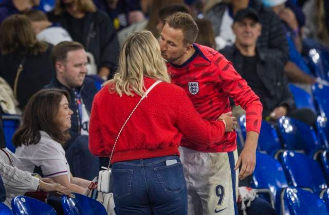Gelsenkirchen, Germany 16th Jun 2024 Harry Kane s wife Katie Goodland and Harry Kane ENG England Serbia England Serbia 15 06 2024