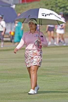 GRAND RAPIDS, MI - JUNE 16: LPGA, Golf Damen golfer Lilia Vu walks the 4th hole during a playoff at the LPGA Meijer LPGA Classic for Simply Give on June 16th, 2024, at Blythefield Country Club in Grand Rapids, Michigan. (Photo by Brian Spurlock Icon Sportswire) GOLF: JUN 16 LPGA Meijer LPGA Classic for Simply Give EDITORIAL USE ONLY Icon24061630