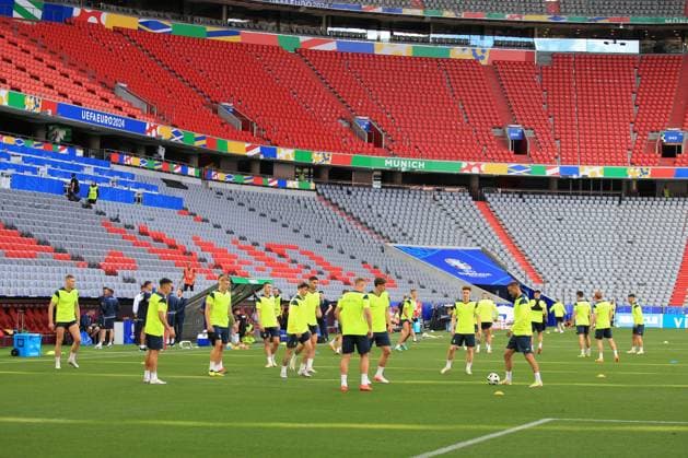 EURO 2024, Nationalteam Ukraine, Training 16th June 2024; Munich Football Arena, Munich, Germany; Euro 2024 Group E Football, Romania versus Ukraine; Ukraine training with coach Serhiy Rebrov and Viktor Tsygankov one day ahead of the match.  ActionPlus12655579 PierrexTeyssot