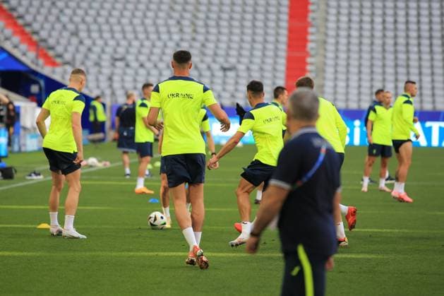 EURO 2024, Nationalteam Ukraine, Training 16th June 2024; Munich Football Arena, Munich, Germany; Euro 2024 Group E Football, Romania versus Ukraine; Ukraine training with coach Serhiy Rebrov and Viktor Tsygankov one day ahead of the match.  ActionPlus12655580 PierrexTeyssot