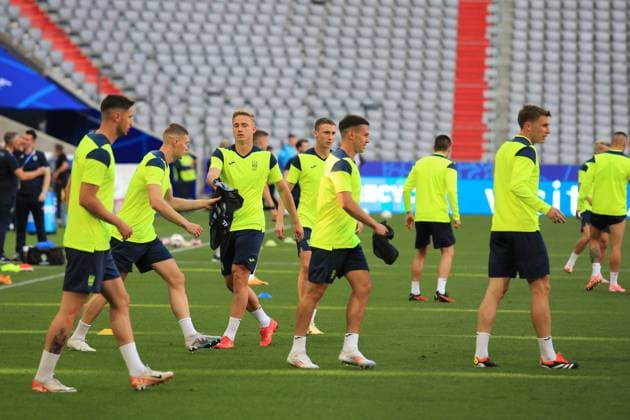 EURO 2024, Nationalteam Ukraine, Training 16th June 2024; Munich Football Arena, Munich, Germany; Euro 2024 Group E Football, Romania versus Ukraine; Ukraine training with coach Serhiy Rebrov and Viktor Tsygankov one day ahead of the match.  ActionPlus12655581 PierrexTeyssot