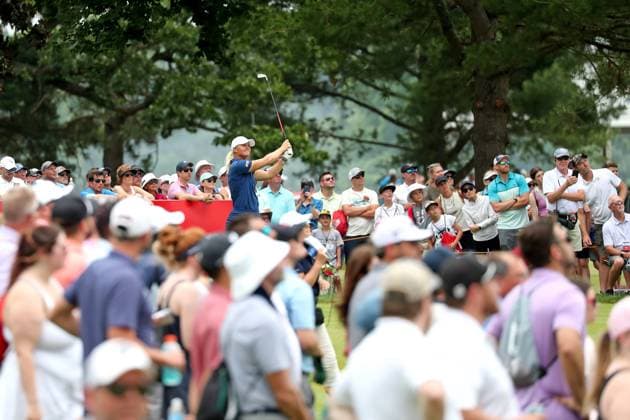 GRAND RAPIDS, MI - JUNE 16: LPGA, Golf Damen golfer Anna Nordqvist plays her tee shote 11th hole during the final round of the LPGA Meijer LPGA Classic for Simply Give on June 16th, 2024, at Blythefield Country Club in Grand Rapids, Michigan. (Photo by Brian Spurlock Icon Sportswire) GOLF: JUN 16 LPGA Meijer LPGA Classic for Simply Give EDITORIAL USE ONLY Icon24061654