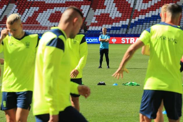 EURO 2024, Nationalteam Ukraine, Training 16th June 2024; Munich Football Arena, Munich, Germany; Euro 2024 Group E Football, Romania versus Ukraine; Ukraine training with coach Serhiy Rebrov and Viktor Tsygankov one day ahead of the match.  ActionPlus12655570 PierrexTeyssot