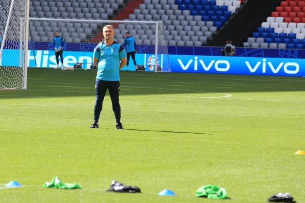 EURO 2024, Nationalteam Ukraine, Training 16th June 2024; Munich Football Arena, Munich, Germany; Euro 2024 Group E Football, Romania versus Ukraine; Ukraine training with coach Serhiy Rebrov and Viktor Tsygankov one day ahead of the match.  ActionPlus12655574 PierrexTeyssot