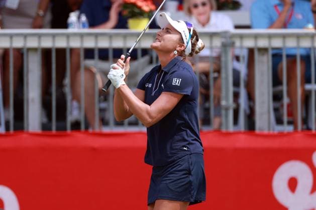 Meijer LPGA, Golf Damen Classic Lexi Thompson of Delray Beach, Florida reacts after making her putt, culminating in a three way playoff during the final round of the Meijer LPGA Classic for Simply Give golf tournament at Blythefield Country Club in Belmont, MI, USA Sunday, June 16, 2024. Belmont Michigan United States  Copyright: xAmyxLemusx originalFilename:lemus-meijerlp240616_npsVo.jpg