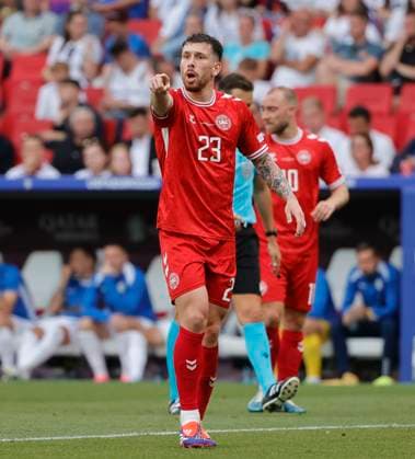 (240617) -- STUTTGART, June 17, 2024 -- Pierre-Emile Hojbjerg of Denmark reacts during the UEFA EURO, EM, Europameisterschaft,Fussball 2024 Group C match between Denmark and Slovenia in Stuttgart, Germany on June 16, 2024. (Photo by Xinhua) (SP)GERMANY-STUTTGART-FOOTBALL-EURO 2024-DENMARK VS SLOVENIA PhilippexRuiz 