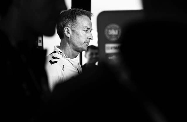 Danish coach Kasper Hjulmand speaks to the press during mixed zone in Freudenstadt, Germany Monday, June 17, 2024 Photo Liselotte Sabroe Ritzau Scanpix , Stuttgart Germany  Copyright: Ritzau Scanpix LiselottexSabroex spdk20240617-120824-L