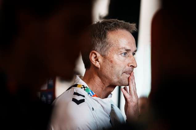 Danish coach Kasper Hjulmand speaks to the press during mixed zone in Freudenstadt, Germany Monday, June 17, 2024 Photo Liselotte Sabroe Ritzau Scanpix , Stuttgart Germany  Copyright: Ritzau Scanpix LiselottexSabroex spdk20240617-120013-L