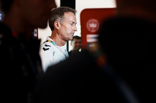 Danish coach Kasper Hjulmand speaks to the press during mixed zone in Freudenstadt, Germany Monday, June 17, 2024 Photo Liselotte Sabroe Ritzau Scanpix , Stuttgart Germany  Copyright: Ritzau Scanpix LiselottexSabroex spdk20240617-120518-L