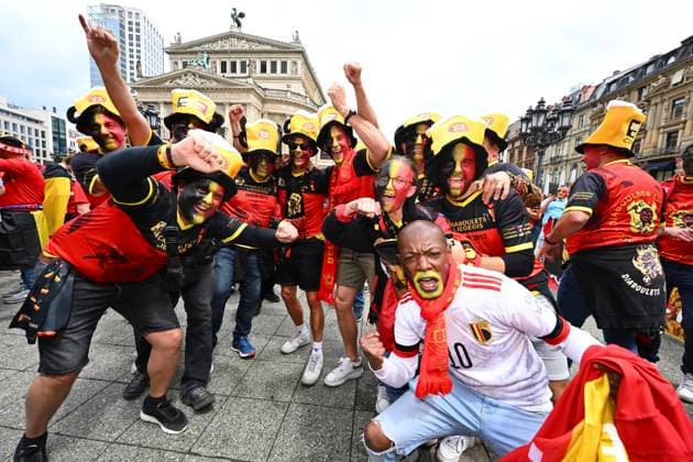 Belgium v Slovakia Group E - UEFA EURO, EM, Europameisterschaft,Fussball 2024 FRANKFURT AM MAIN, GERMANY - JUNE 17 : Supporters and fans ahead of the UEFA EURO 2024 European Football Championship tournament group E stage match between Belgium and Slovakia at Frankfurt Arena on June 17, 2024 in Frankfurt am Main, Germany, 17 06 2024 Frankfurt am Main Germany  Copyright: xVincentxKalutx