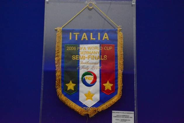 Pennant FIFA World Cup, WM, Weltmeisterschaft, Fussball 2006 Semi-Finals Italy Vs. Germany at Museum in Casa Azzurri in Iserlohn, Germany June 2024 during UEFA EURO, EM, Europameisterschaft,Fussball 2024 - Casa Azzurri, UEFA European Football Championship in Iserlhon, Germany, June 17 2024  Copyright: xPasqualexGolia IPAxSportx xipa-ax xx IPA_47207030 IPA_Agency_IPA47207030