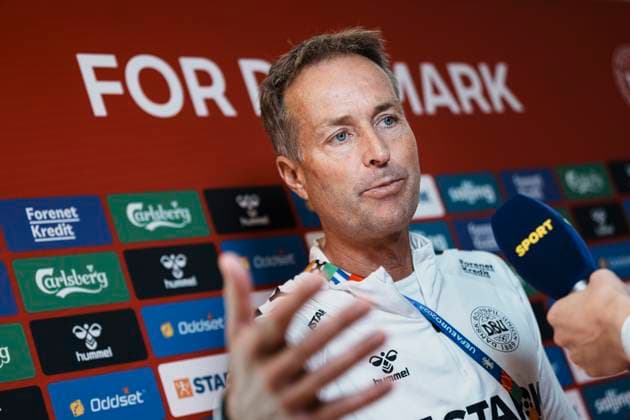 Danish coach Kasper Hjulmand speaks to the press during mixed zone in Freudenstadt, Germany Monday, June 17, 2024 , Stuttgart Germany  Copyright: Ritzau Scanpix LiselottexSabroex spdk20240617-122521-L