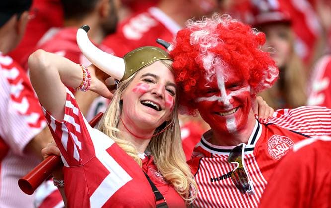 Football Euro 2024 Group C 16 06 2024 Slovenia Denmark Denmark fans cheer