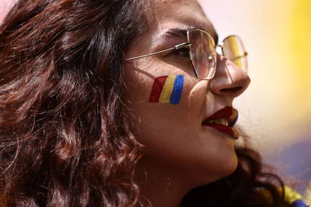 Romania fans ahead of kickoff Romania v Ukraine, UEFA European Championship, EM, Europameisterschaft 2024, Group E, Football, Munich Football Arena, Munich, Germany, 17 Jun 2024 EDITORIAL USE ONLY No use with unauthorised audio, video, data, fixture lists, club league logos or live services. Online in-match use limited to 120 images, no video emulation. No use in betting, games or single club league player publications.  Copyright: xMichaelxZemanek Shutterstockx 14539636e
