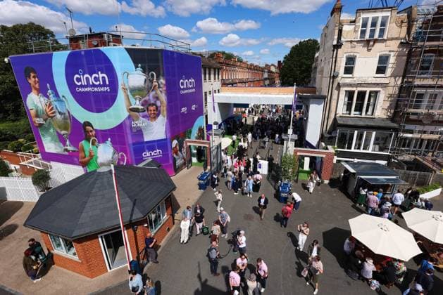17th June 2024; Cinch Championships, Queens Club, West Kensington, London, England: Cinch Championships Queens Club, Day 1; Spectators arriving at Queens Club  ActionPlus12655607 JohnxPatrickxFletcher