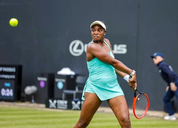 17th June 2024; Edgbaston Priory Club, Birmingham, England: Rothesay Tennis Classic Birmingham, Day 1; Sloane Stephens (USA) in her womens singles match against Yue Yuan (CHN)  ActionPlus12655667 RogerxEvans