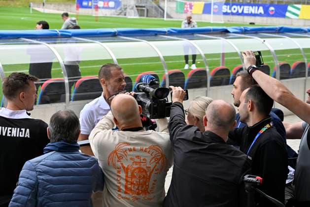 GER, UEFA European Championship 2024, Slovenian Base Camp Wuppertal 17 06 2023,Wuppertal ,Stadion am Zoo, GER, UEFA European Championship 2024, Slovenian Base Camp Wuppertal in the picture UEFA President Aleksander Ceferin Slovenia in the media spotlight NordphotoxGmbHx xFreund nph00018