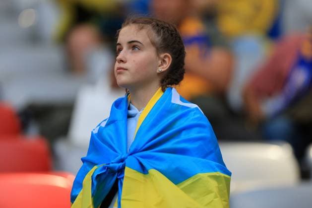 17th June 2024; Munich Football Arena, Munich, Germany; Euro 2024 Group E Football, Romania versus Ukraine; A young fan from Ukraine  ActionPlus12655669 PierrexTeyssot