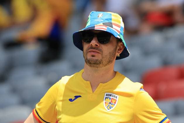 17th June 2024; Munich Football Arena, Munich, Germany; Euro 2024 Group E Football, Romania versus Ukraine; Ukraine fan in team colours  ActionPlus12655671 PierrexTeyssot