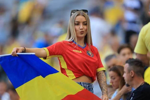 17th June 2024; Munich Football Arena, Munich, Germany; Euro 2024 Group E Football, Romania versus Ukraine; Fan from Romania with team flag  ActionPlus12655673 PierrexTeyssot